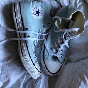 Light blue high top converse